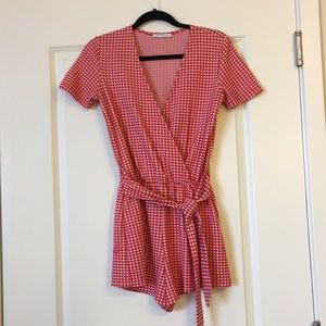 Zara Red Checkered Romper